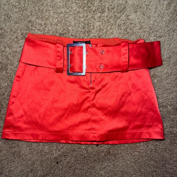 Size Medium Red Micro Mini Belted Skirt w/ Shorts - Picture 2 of 4